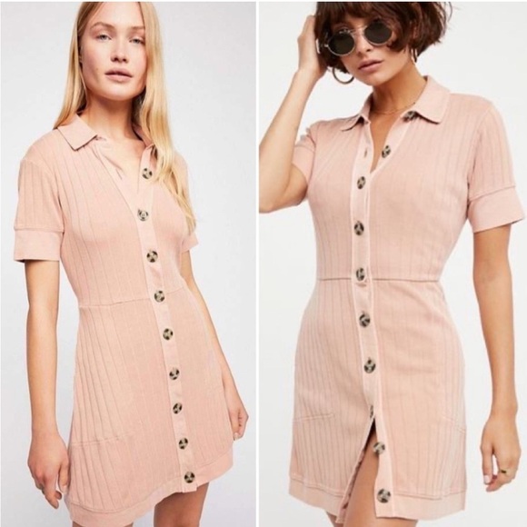 Free People Dresses & Skirts - Free People Beach New Afternoon Ribbed Button-down  Mini Dress